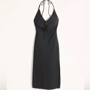 Abercrombie and Fitch Halter Keyhole Black Midi Dress